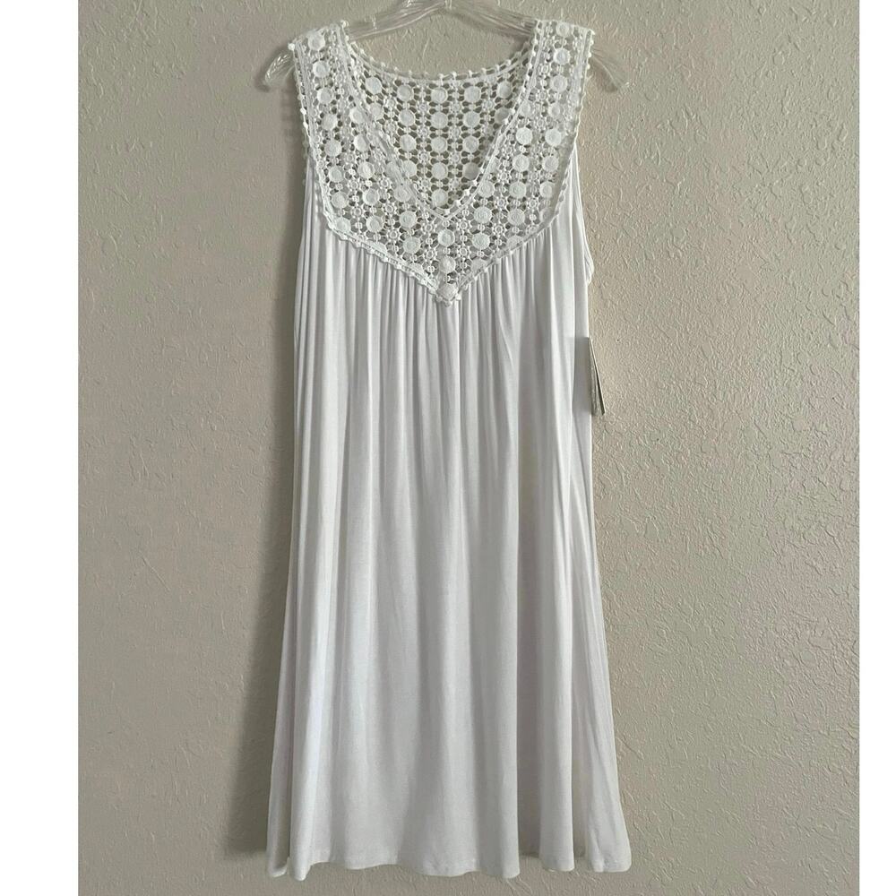 Kenneth Cole Beach Bum Crochet Coverup Womens Size L White Lounge Lightweight